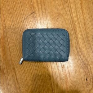 Woven Blue Leather Card Holder